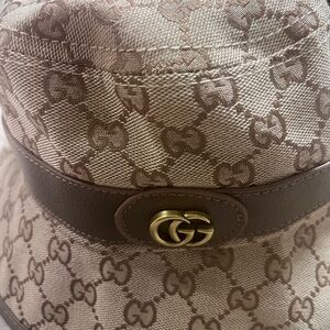 Gg Monogram Beige and Brown Hat and gg belt